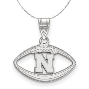 Sterling Silver U. of Nebraska Football Necklace - 24 Inch